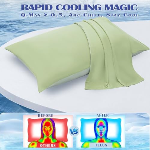 TELUS Cooling Pillowcases for Hot Sleepers Queen Size 2-Pack, Silky Soft - Image 2