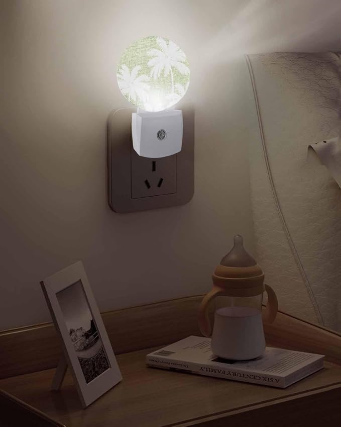 Night Lights Auto Sensor Tropical Palm Trees Night Light Sage Green Linen - Image 5
