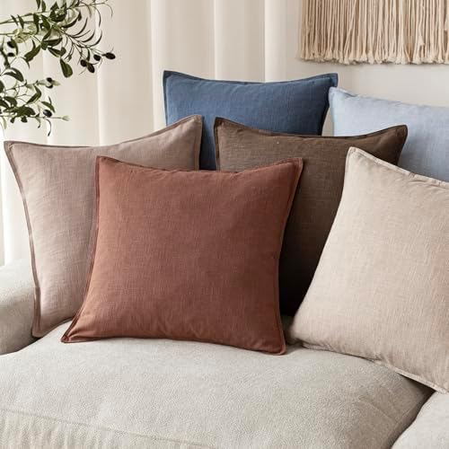 Foindtower Decorative Linen Lumbar Throw Pillow Covers 12x20 Inch Rust Red - Image 6