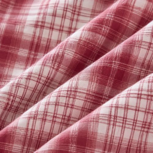 Merryword 100% Cotton Body Pillow Cover, 20 x 54, Washed Cotton Dusty Red Plaid - Image 5
