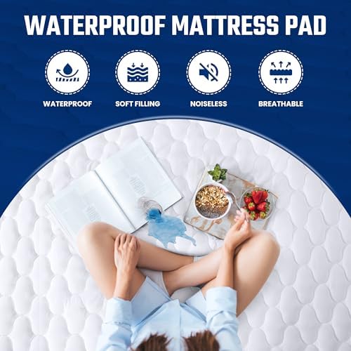 Waterproof Full Mattress Protector, Mattress Pad fits Upto 16" Deep Pocket - Image 4