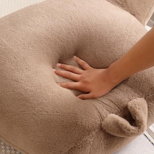 Large Plush Backrest Pillow for Sitting in Bed, Faux Fur - Image 7