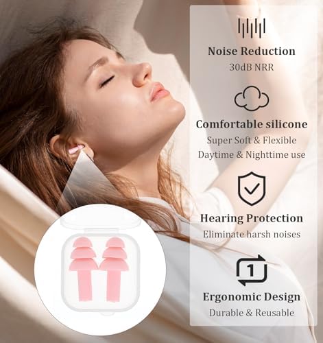 6 Pair Silicone Earplugs, Soft Reusable Noise Cancelling Silicone Ear Plugs - Image 2