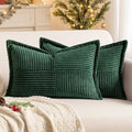 MIULEE Decorative Lumbar Throw Pillow Covers 12x20 Inch Dark Green 2 Pack by MIULEE