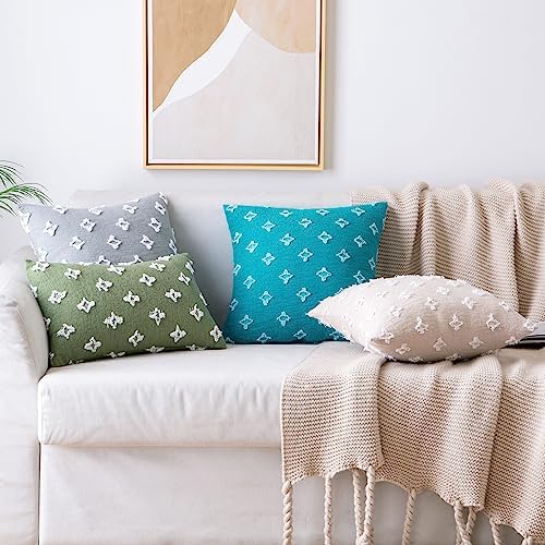 MIULEE Set of 2 Lumbar Sage Green Decorative Throw Pillow Covers Rhombic - Image 4