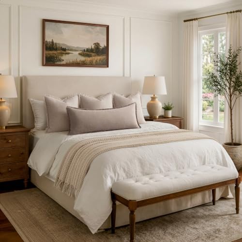 MIULEE 14x36 Long Linen Fringe Lumbar Pillow Covers Set of 1 Dune - Image 4
