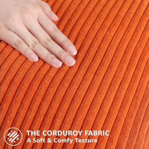 Mecatny Corduroy Fall Throw Pillow Covers 24x24 Set of 2 Burnt Orange - Image 4