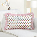CPC Block Print Rosette Bloom Ruffle Cotton Lumbar Pillow Cover 12x20 inch by COTTONPRINTCLUB