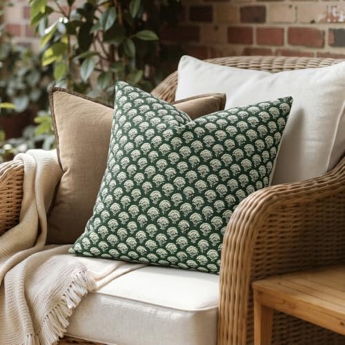 MIULEE Floral Print Decorative Euro Pillow Covers 22x22 Forest Green - Image 4