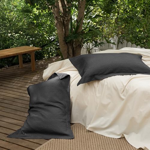 CHUFFED 100% Cotton Waffle Weave Pillowcases 2 Pack King Size, 20x36 Inches - Image 4