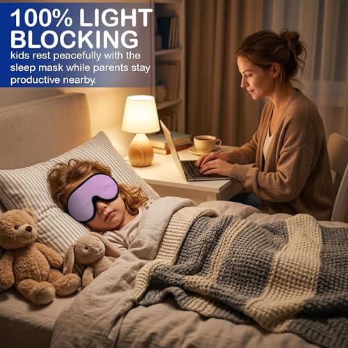 3D Sleep Mask for Kids, Light Block Sleeping Blindfold Memory Foam Contoured - Image 3