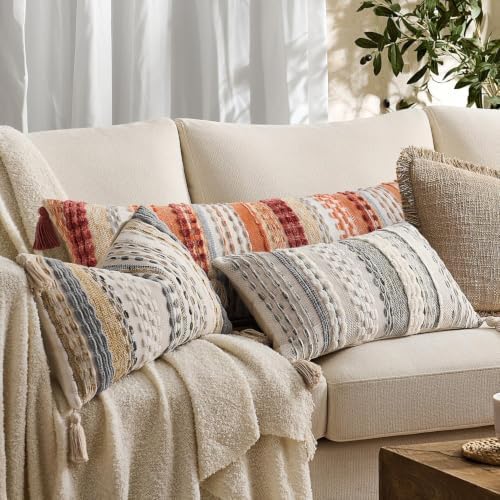 Kevin Textile Boho Tufted 14"x36" Lumbar Pillow Cover 1 Pack, Burnt Orange - Image 7