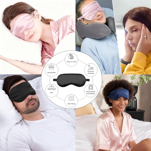 4PACK Sleep Masks Satin Eye Mask Silk Eyes Cover Silky Blindfold Blackout - Image 4