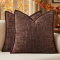 MIULEE Slubby Textured Decorative Fall Throw Pillow Covers Brown 18x18 by MIULEE