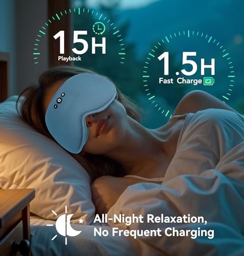 LC-dolida Bamboo Cotton Weighted Bluetooth Sleep Masks, 3D Weighted Sleep Masks - Image 6