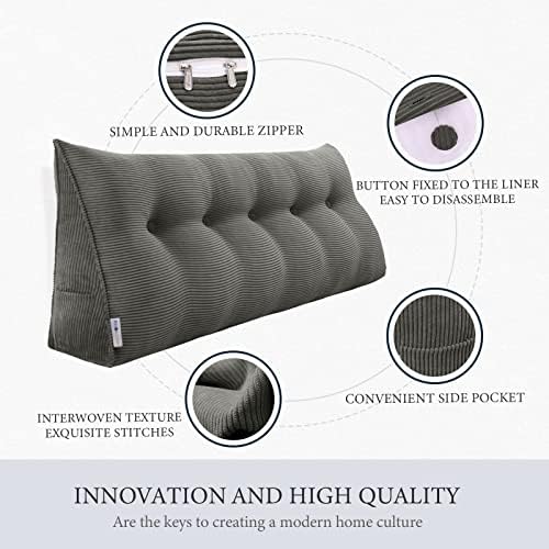 Headboard Pillow Twin XL Dorm Bedrest Reading Pillow, Dark Gray - Image 3