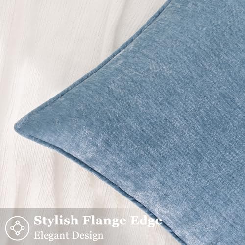decorUhome Chenille Blue Grey Velvet Throw Pillow Covers 26x26 Set of 2 - Image 3