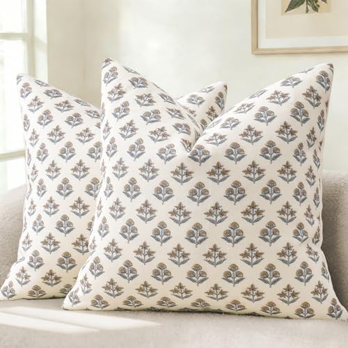 YCOLL Farmhouse Floral Pillow Covers 18x18 Set of 2, Rustic Country Decorative by PillowCoversExpert