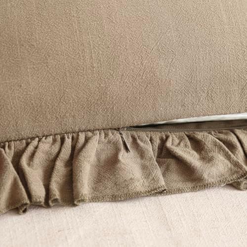 Foindtower Set of 2 Decorative Soild Fringe Ruffle Throw Pillow Covers Soft - Image 3