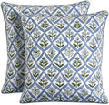 Ridhi Block Print Light Steel Blue Pillow Cover 18" x 18" Decorative Couch by Ridhi