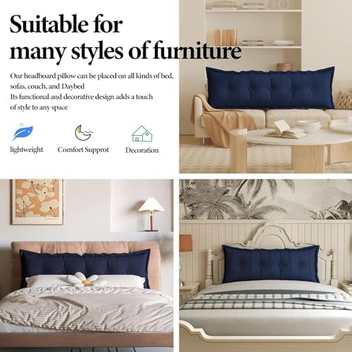 Daneey Large Headboard Pillow King Pillow Headboard Soft Daybed Pillows Bolster - Image 4