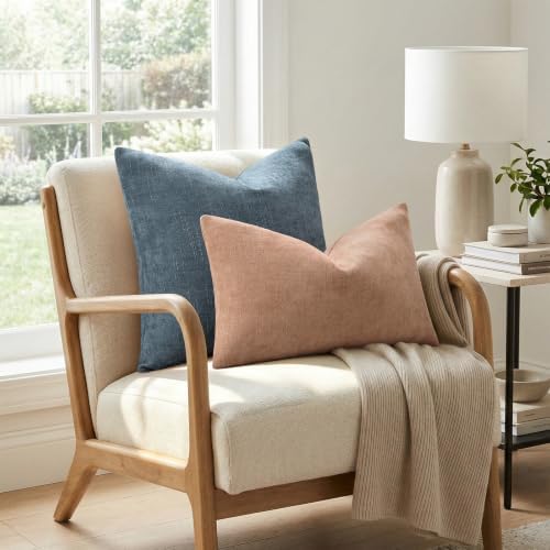 decorUhome Chenille Throw Pillow Covers 22x22 Set of 2, Dusty Pink - Image 4