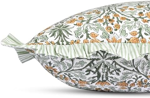 Ridhi Block Print Goldenrod Yellow Throw Pillow Cover 20" x 20" Decorative - Image 4