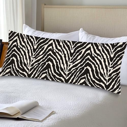 Black and White Zebra Print Body Pillow Cover 20x54 Long Pillow Case by Unknown