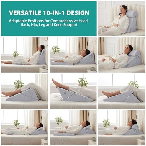Bedluxe Wedge Pillow Set for After Surgery, Orthopedic Bed Wedge Light Grey - Image 2