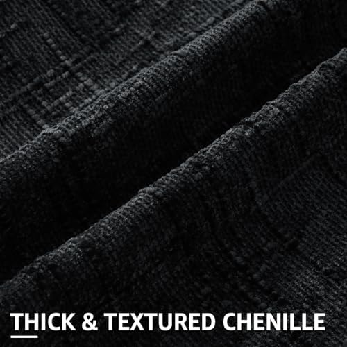 decorUhome Textured Chenille Throw Pillow Covers 24x24 Set of 2 Black - Image 2