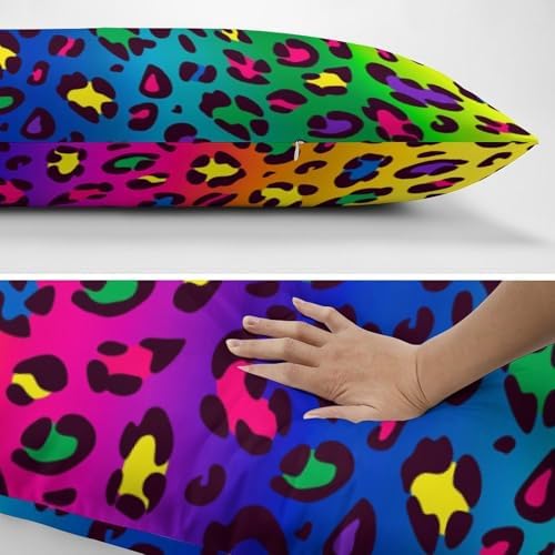Rainbow Leopard Body Pillow Pillowcase Colorful Cheetah Long Body Pillow Cover - Image 4