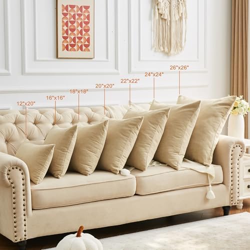 GAWAMAY Khaki Chenille Throw Pillow Covers 18x18 Set of 2 - Image 6