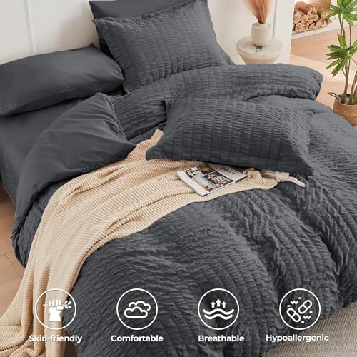 HYMOKEGE Oversized King Comforter Set Seersucker 7 Pieces, All Season Luxury - Image 3