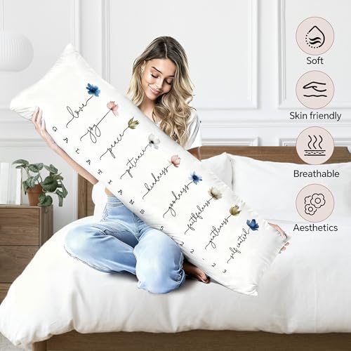 Fruit of The Spirit Bible Verse 20x54 Body Pillow Cover, Boho Floral Christian - Image 3