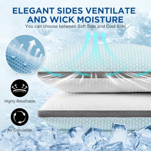 Cooling Pillows Standard Size Set of 2, Shredded Memory Foam Pillows 2 Pack - Image 7