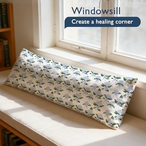 Coquette Bow Blue Hydrangea Floral 20x54 Body Pillow Cover, Grandmillennial - Image 3