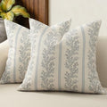 Vintage Throw Pillow Covers 20x20 Set of 2, Striped Floral Pillow Cover by DKwizme