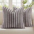 decorUhome Fall Faux Fur Throw Pillow Covers 24x24 Set of 2 Brown White by decorUhome