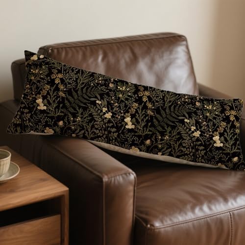 Moody Floral Botanical 20x54 Body Pillow Cover, Dark Aesthetic Room Decor - Image 7