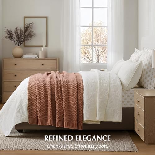 EVERGRACEHOME Chunky Chenille Knit Throw Blanket, 50 x 60, Terracotta Clay - Image 4