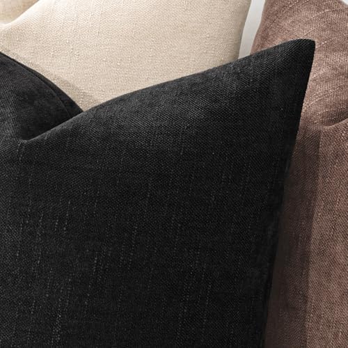 MIULEE 12x20 Inch Lumbar Textured Chenille Throw Pillow Covers Black - Image 2
