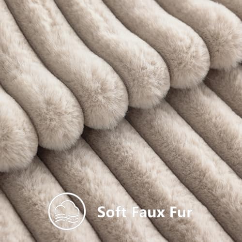 decorUhome Fall Faux Fur Throw Pillow Covers 18x18 Set of 2 Tan - Image 3