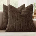 MIULEE Chenille Textured Throw Pillow Covers Reddish Brown 18x18 Set of 2 by MIULEE
