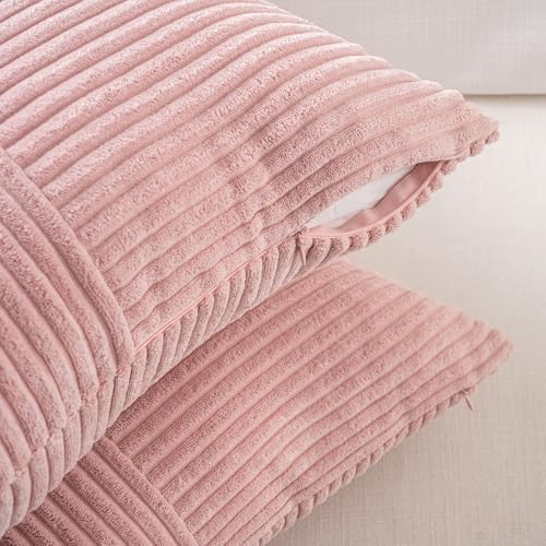 Fancy Homi 2 Packs Blush Pink Lumbar Decorative Throw Pillow Covers 16x32 Inch - Image 3