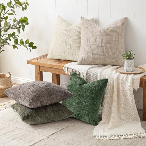 decorUhome Textured Chenille Throw Pillow Covers 26x26 Set of 2 Emerald - Image 5