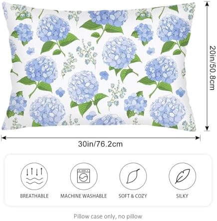 Blue Hydrangea Spring Throw Pillow Cases Queen Size Set of 2, Spring Summer - Image 2