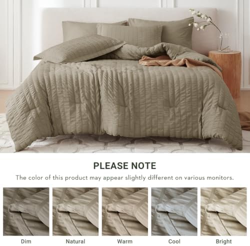 MUXHOMO 5 Pieces Twin XL Comforter Set, Seersucker Bed in a Bag Twin XL Size - Image 5