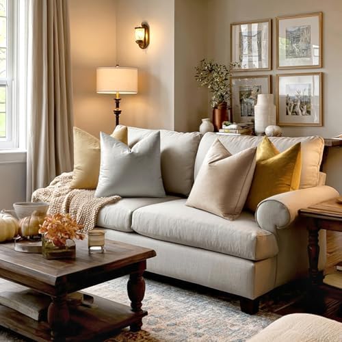 MIULEE Velvet Throw Pillow Covers 18x18 Inch Pack of 2 Champagne - Image 2