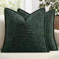 MIULEE Slubby Textured Decorative Throw Pillow Covers Dark Green 18x18 by MIULEE