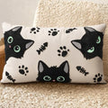 Embroidered Lumbar Pillow Cover 20x12 Inch, Cat Bone by Kokaaee
